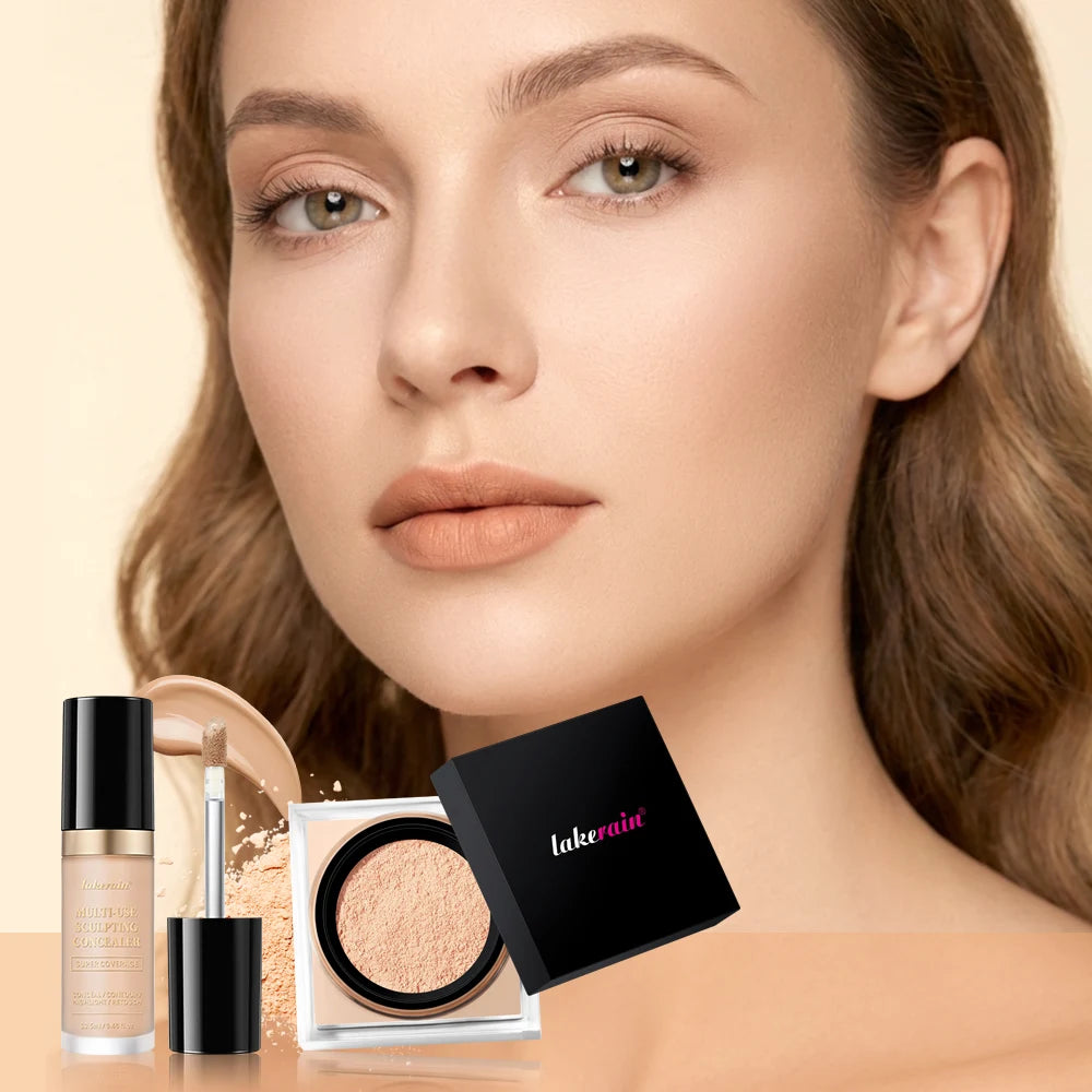 Face Concealer and Matte Setting Powder Makeup Set - 3