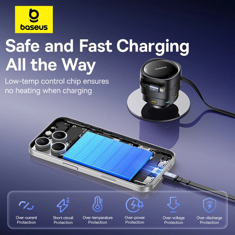 90W Fast Car Charger with Dual Retractable Cables - 6
