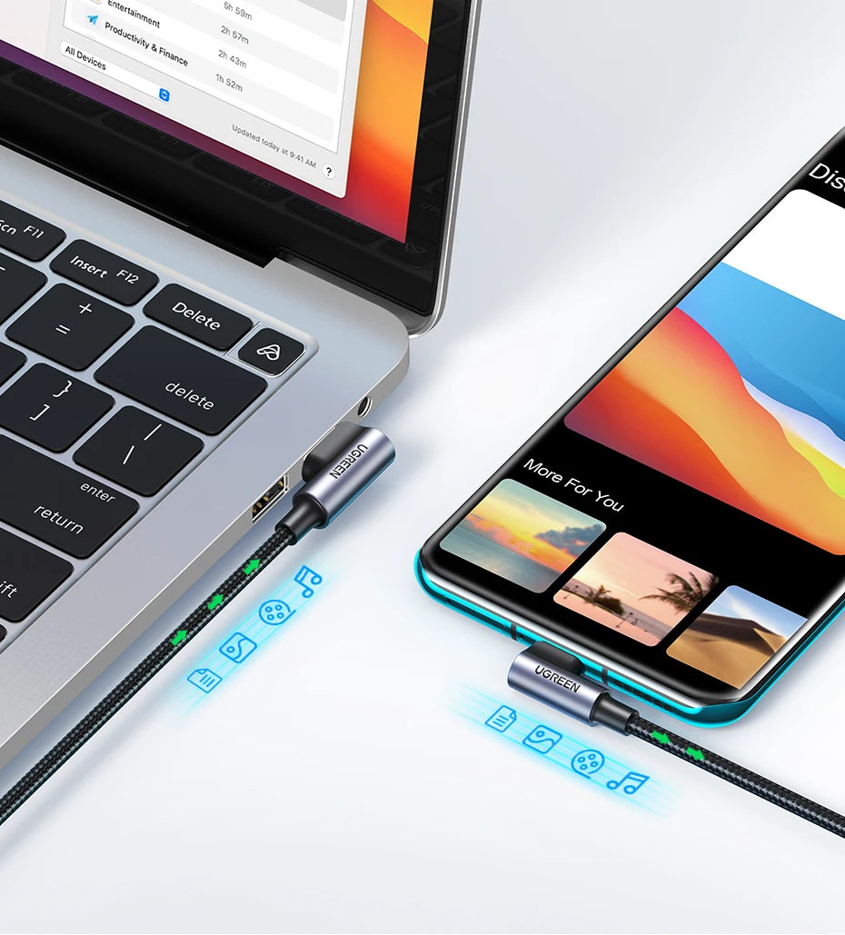 90-Degree USB-C Fast Charging and Data Sync Cable - 11