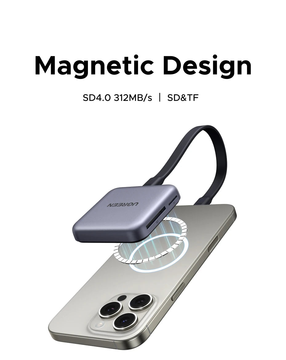 Magnetic USB-C SD and TF Memory Card Reader