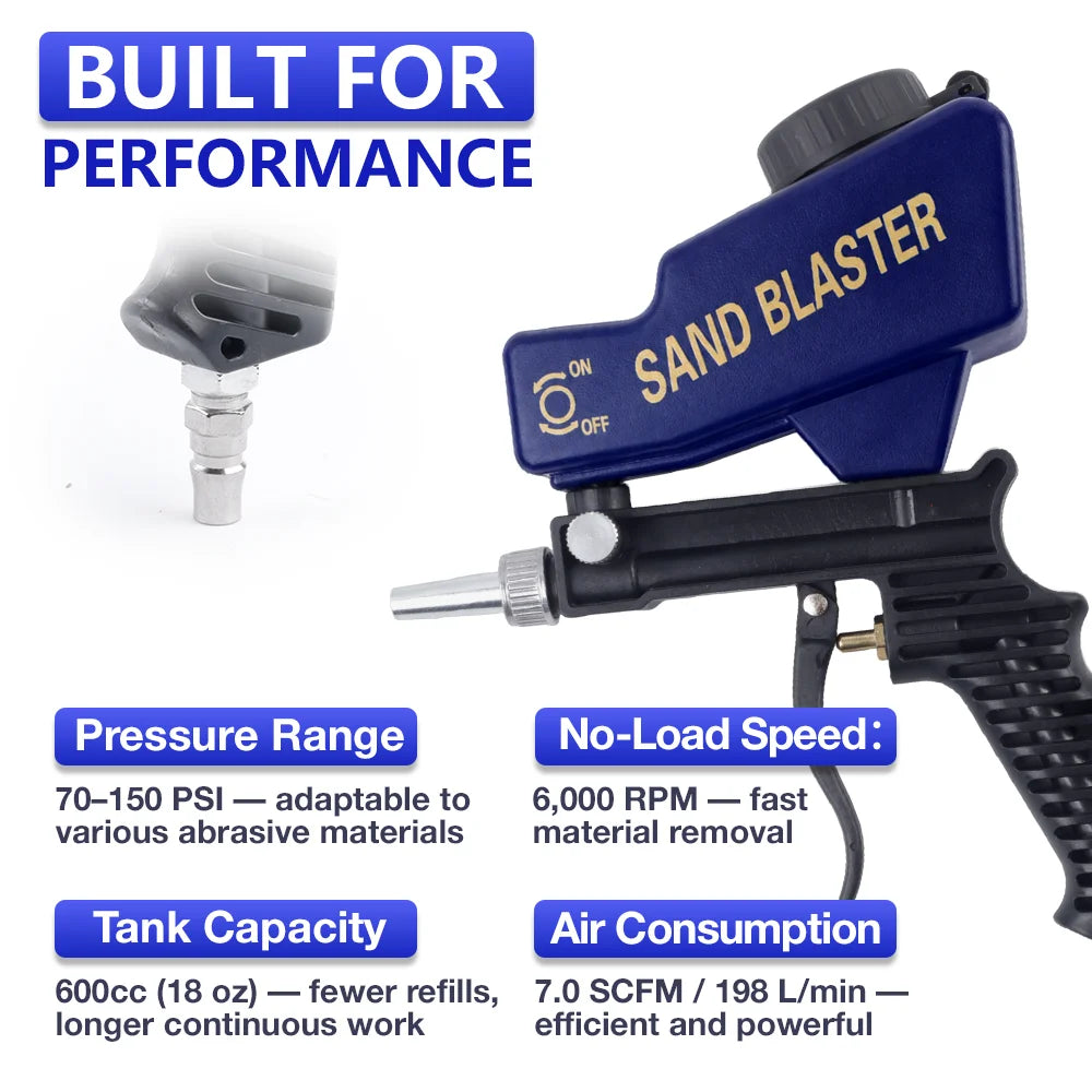 Portable Pneumatic Gravity Sandblasting Gun for Rust Removal