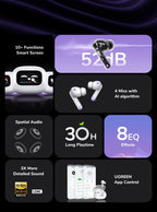 Smart Touch Screen Bluetooth 5.4 Wireless Noise Cancelling Earbuds