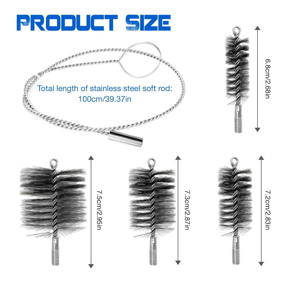 Flexible Steel Wire Chimney and Flue Pipe Cleaning Brush Set - 3