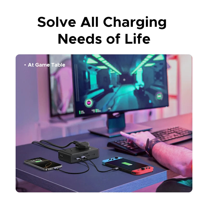 6-in-1 UK Plug Power Strip with 20W USB-C Fast Charging - 6