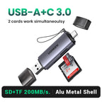 USB 3.0 and USB-C Dual Slot SD and TF Memory Card Reader