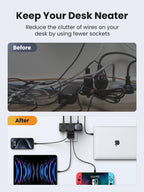 6-in-1 UK Plug Power Strip with 30W USB-C Fast Charging