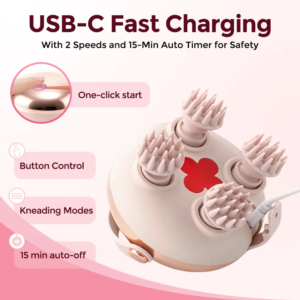 Electric Waterproof Scalp Massager for Hair Washing and Relaxation