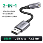 USB to 3.5mm External Sound Card Audio Adapter