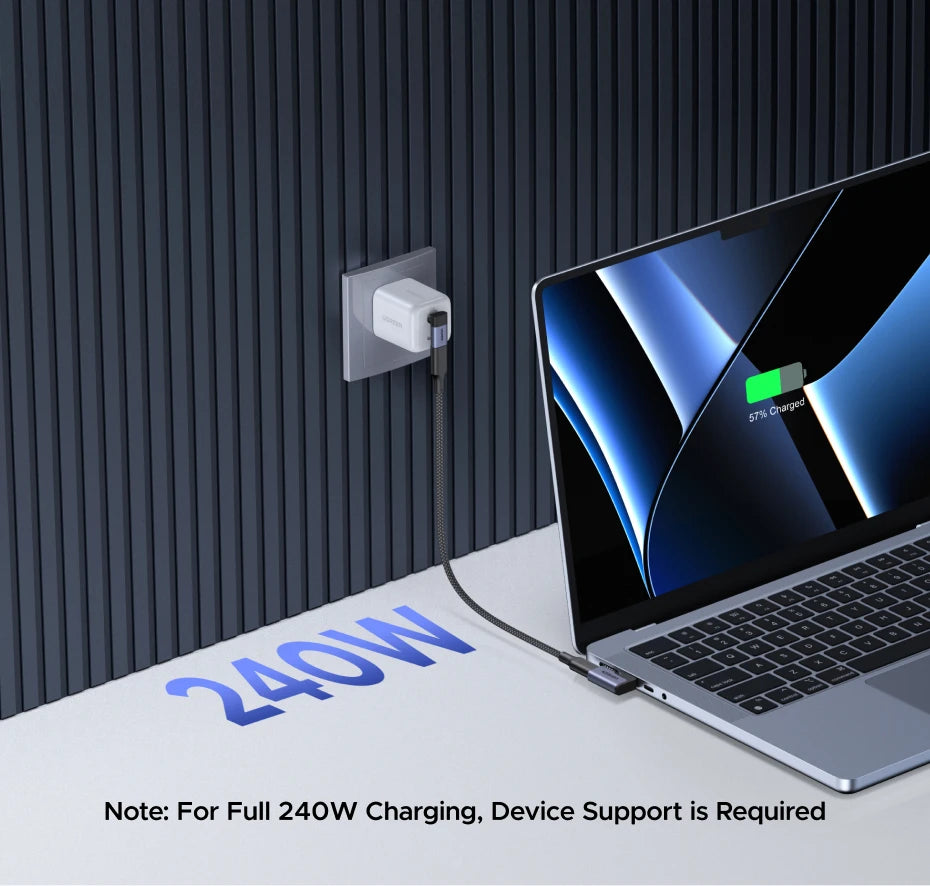 90-Degree USB-C Male to Female Adapter 240W 40Gbps