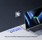 90-Degree USB-C Male to Female Adapter 240W 40Gbps