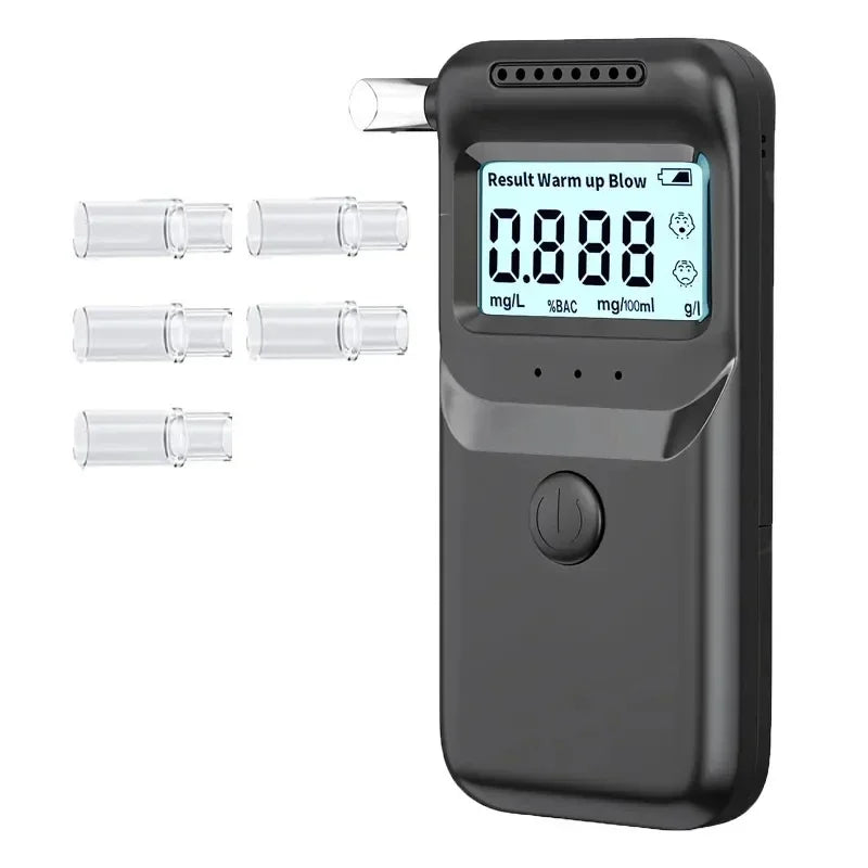 Digital Breathalyzer Alcohol Detector with LCD Display and 3 Color Alert