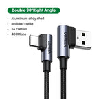 90-Degree USB-C Fast Charging and Data Sync Cable