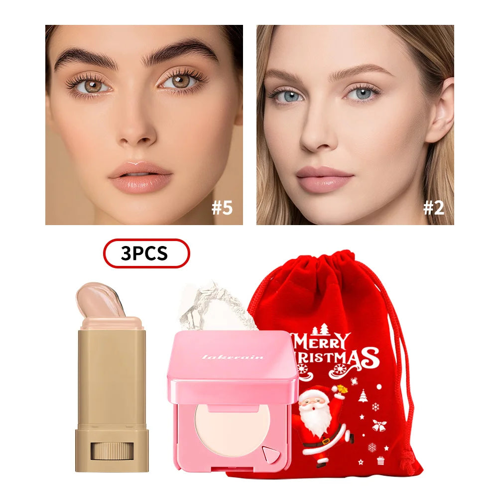 Matte Foundation Stick and Pressed Powder Makeup Set