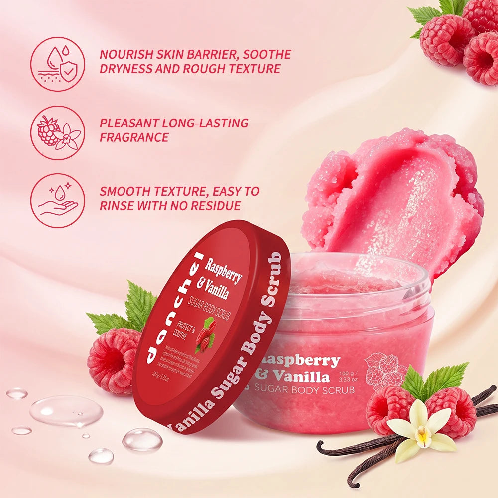 Raspberry Vanilla Sugar Body Scrub for Exfoliation