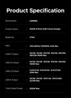 200W GaN Fast Wall Charger for Laptops and Smartphones