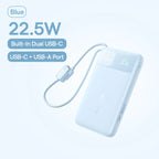 10000mAh Portable Power Bank with Dual Built-in USB-C Cables