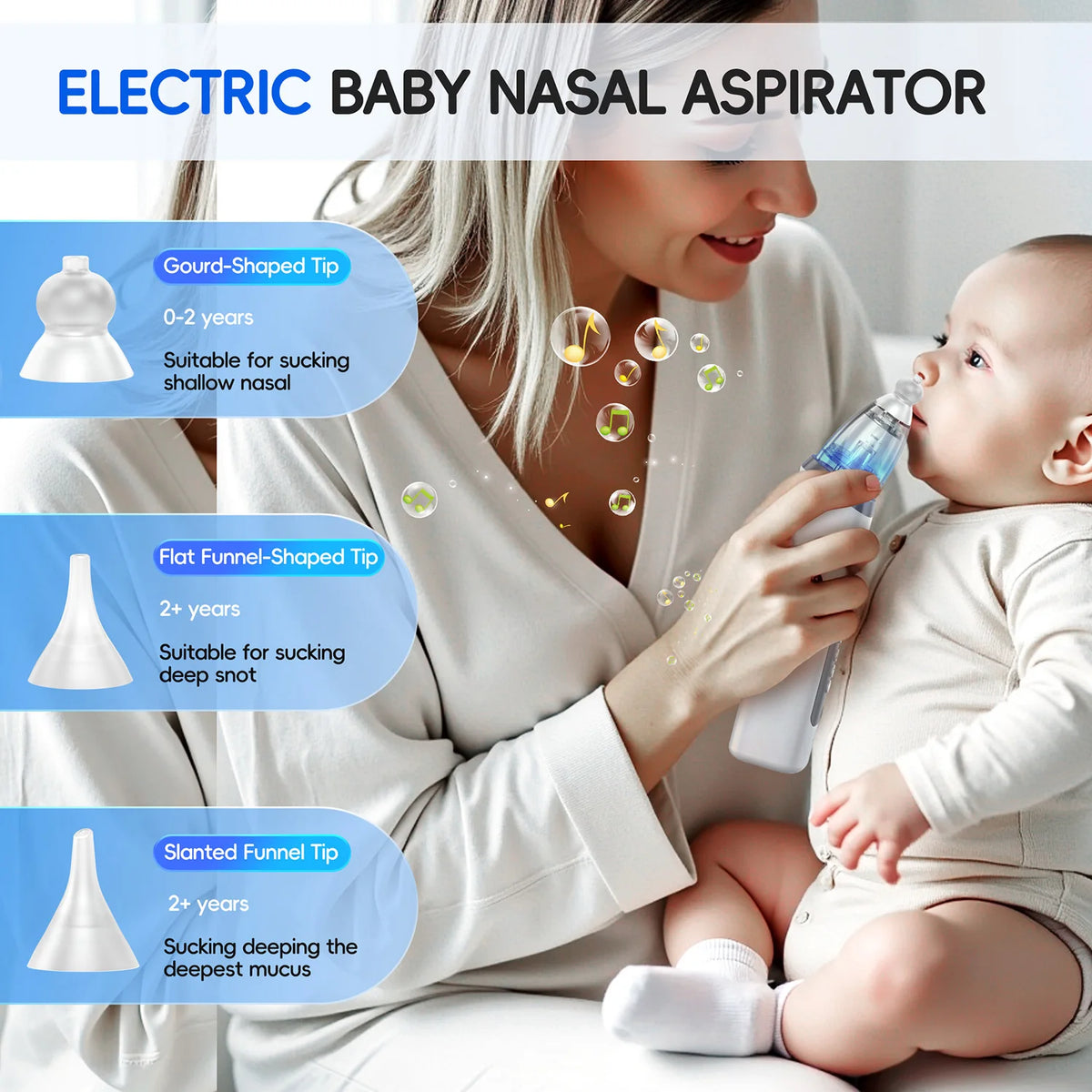 Electric Baby Nasal Aspirator with Music and Adjustable Suction