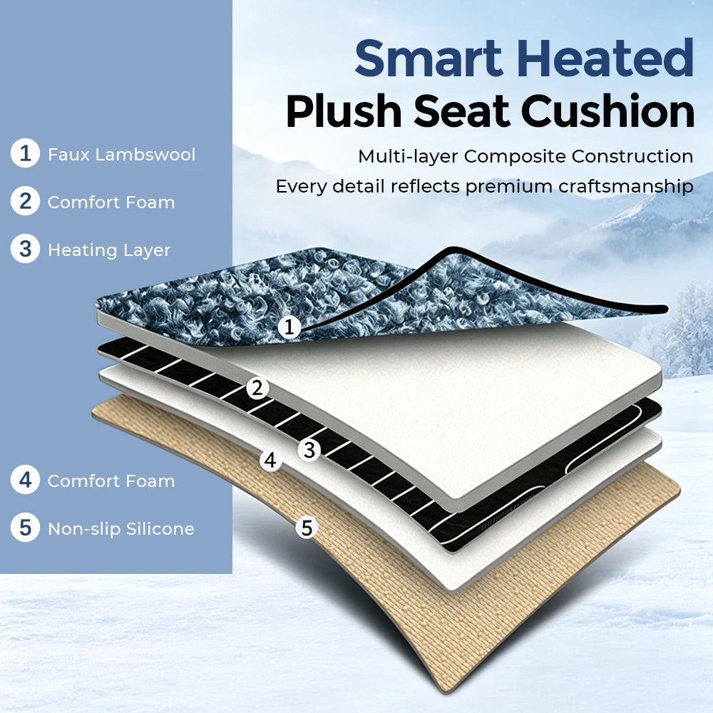 Heated Faux Lambswool Car Seat Cushion for Winter Driving - 8