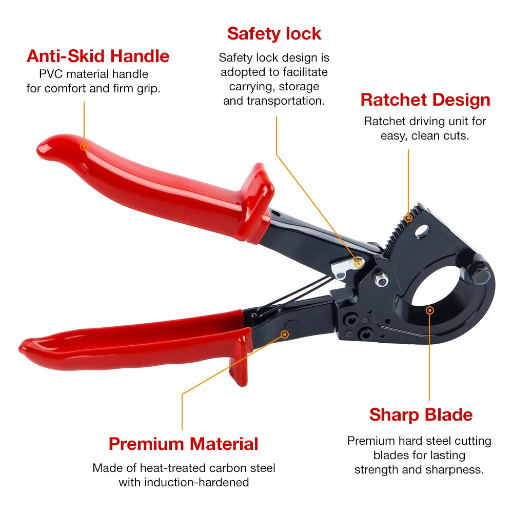 Ratchet Cable Cutter for Copper and Aluminum Wire up to 240mm² - 4