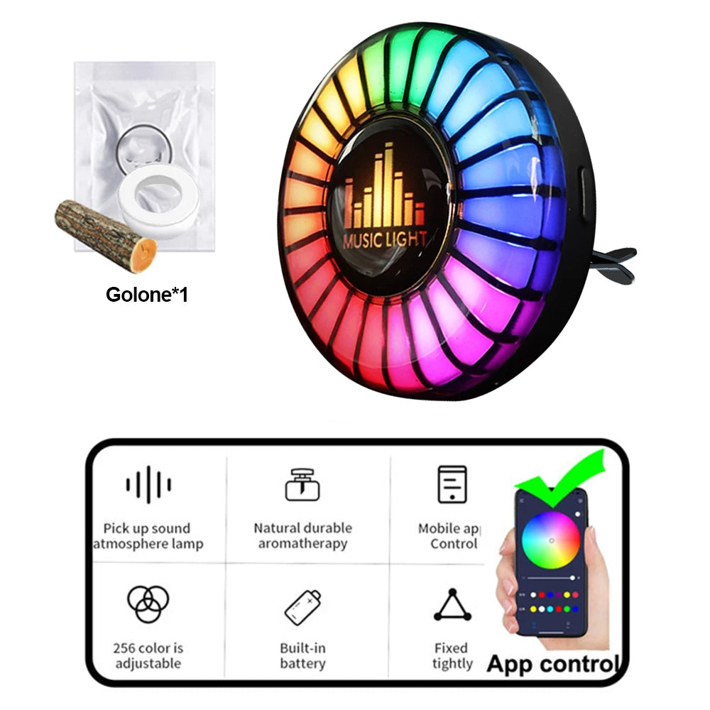 Car Air Vent Fragrance Diffuser with RGB Music Rhythm LED Light