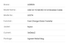 USB 3.0 to Micro B Data Cable for Hard Drives