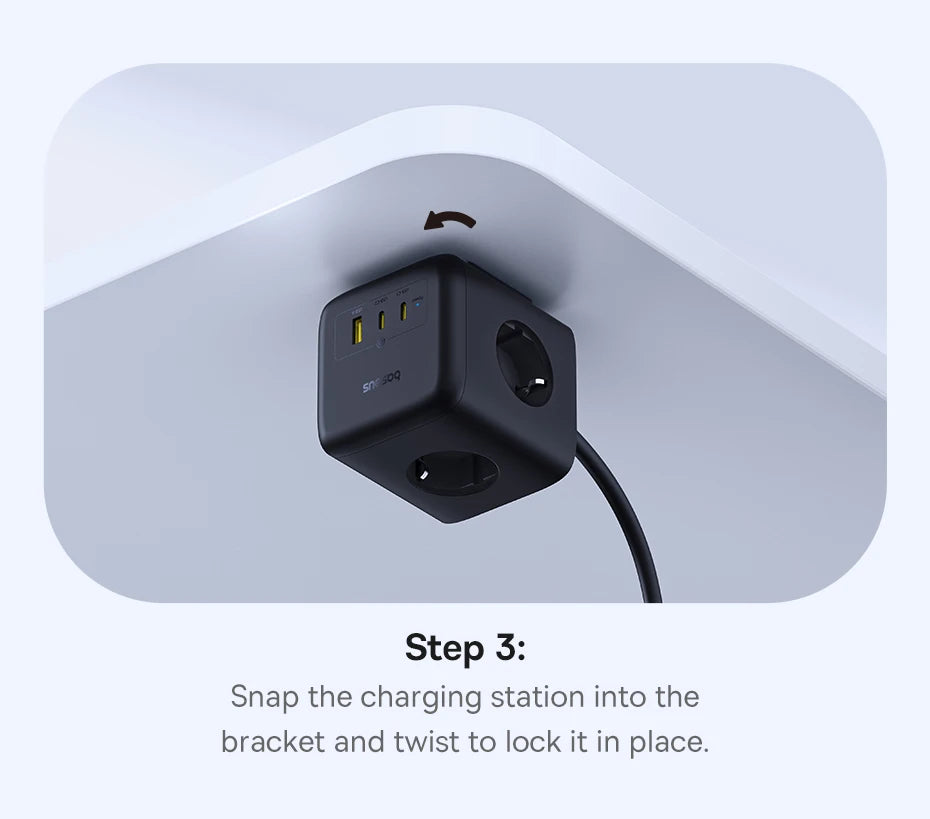 67W GaN Fast Charger Power Strip with 3 AC Outlets and USB Ports