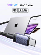 100W USB-C to USB-C Fast Charging Cable for Laptops and Smartphones