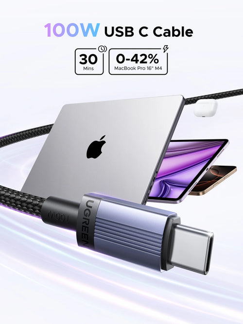 100W USB-C to USB-C Fast Charging Cable for Laptops and Smartphones