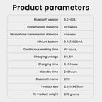 BT-12S Bluetooth 5.0 Motorcycle Helmet Headset with Dual Microphones
