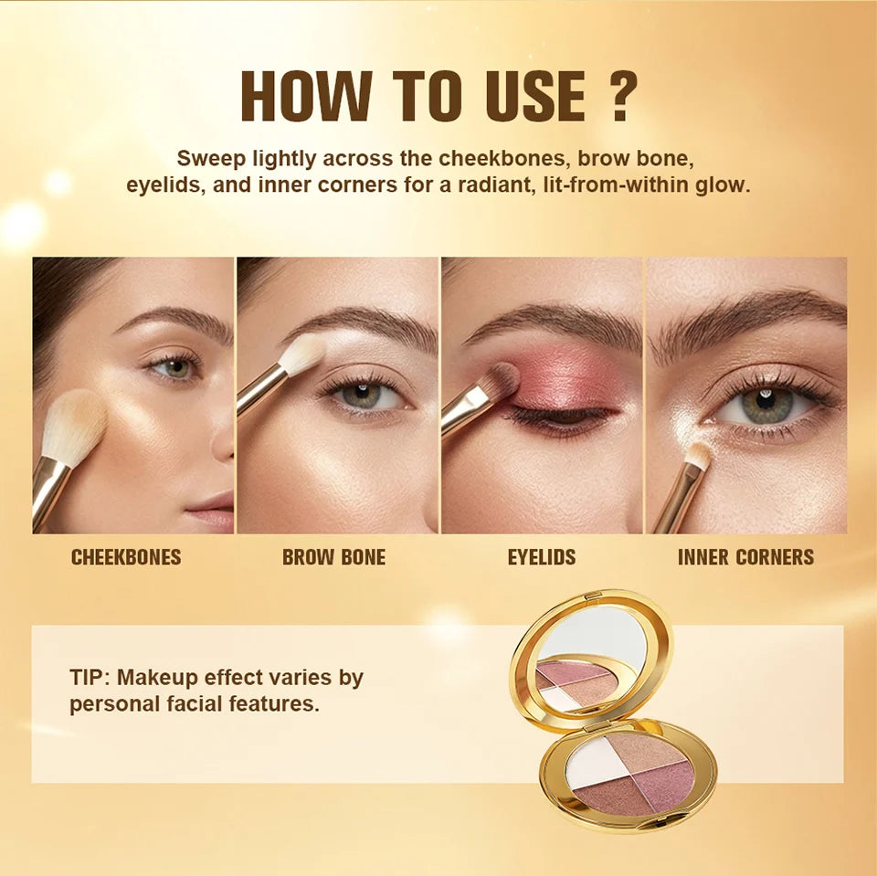 4-Color Highlighting and Contouring Face Makeup Palette