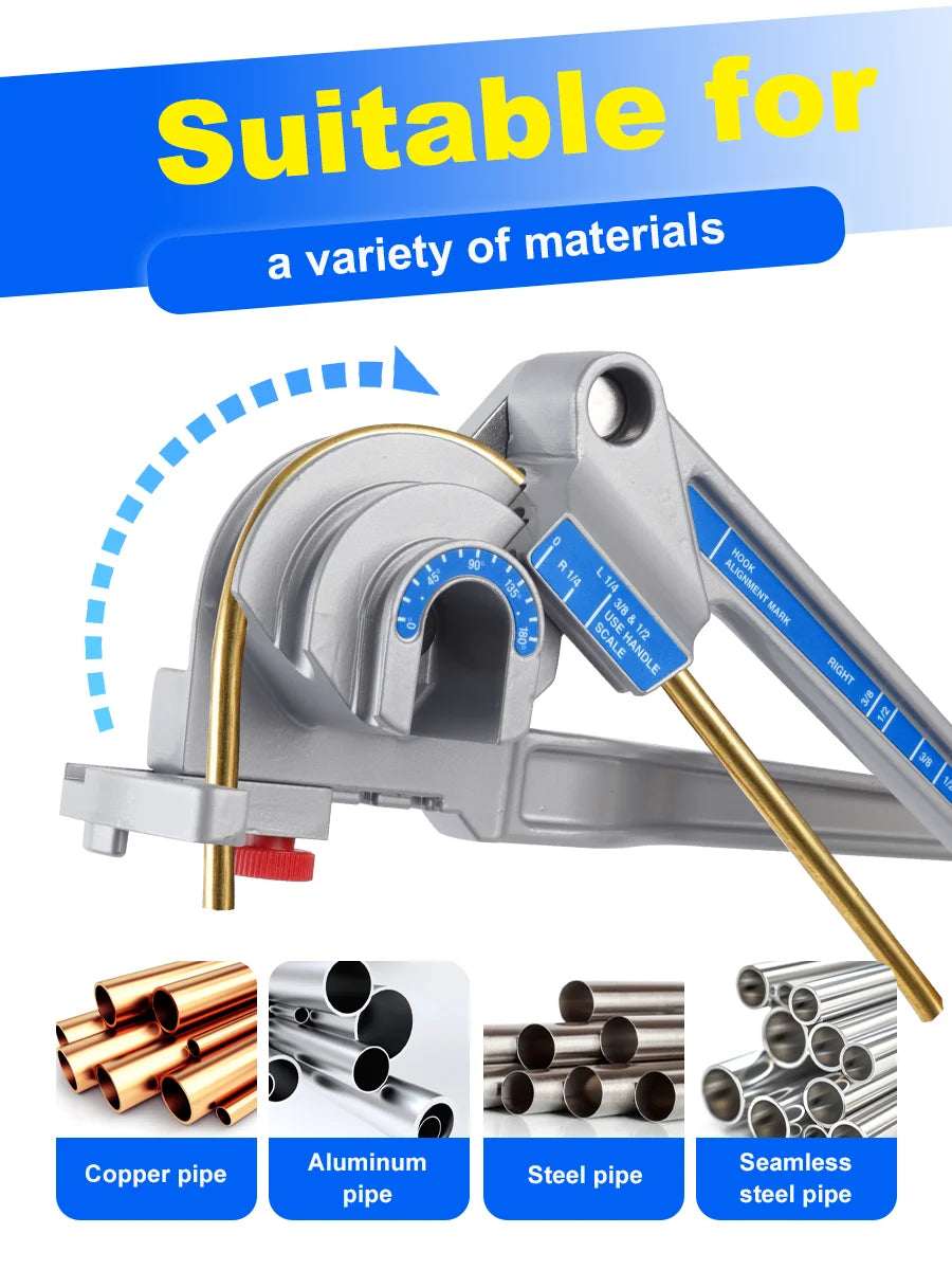 3-in-1 Manual Tube Bender for 1/4" 3/8" 1/2" Pipes