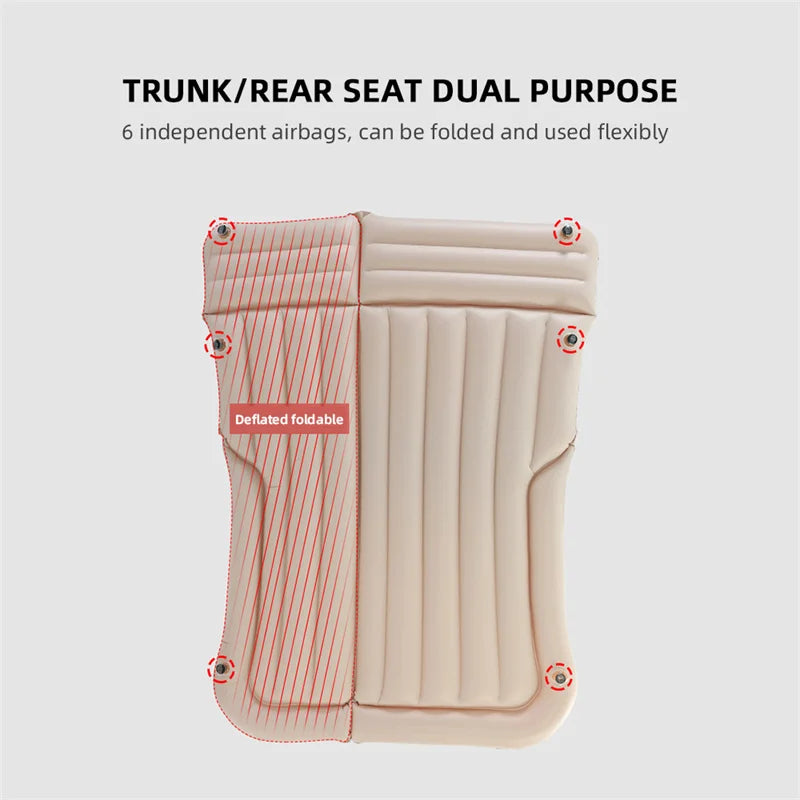 Inflatable Car Back Seat Mattress Bed with Pillows and Storage Bag
