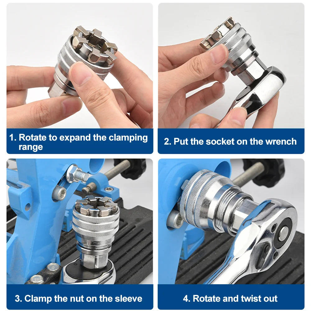 Universal Adjustable Socket Wrench Tool Set for Bolts and Nuts - 5
