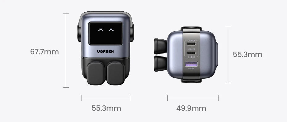 65W GaN USB-C Fast Charger with LED Display for Laptops and Phones - 24