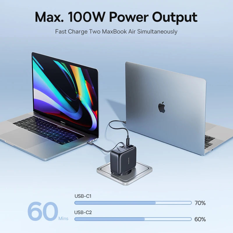 100W GaN Fast Charger with Retractable USB-C Cable