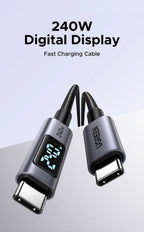 240W USB-C Fast Charging Cable with LED Real-Time Power Display