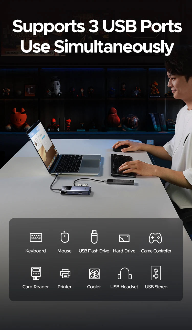 5-in-1 USB-C Hub with 4K 60Hz HDMI and 100W Power Delivery