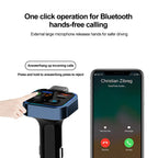 Bluetooth 5.0 FM Transmitter Car Adapter with 38W PD and QC3.0 Charger