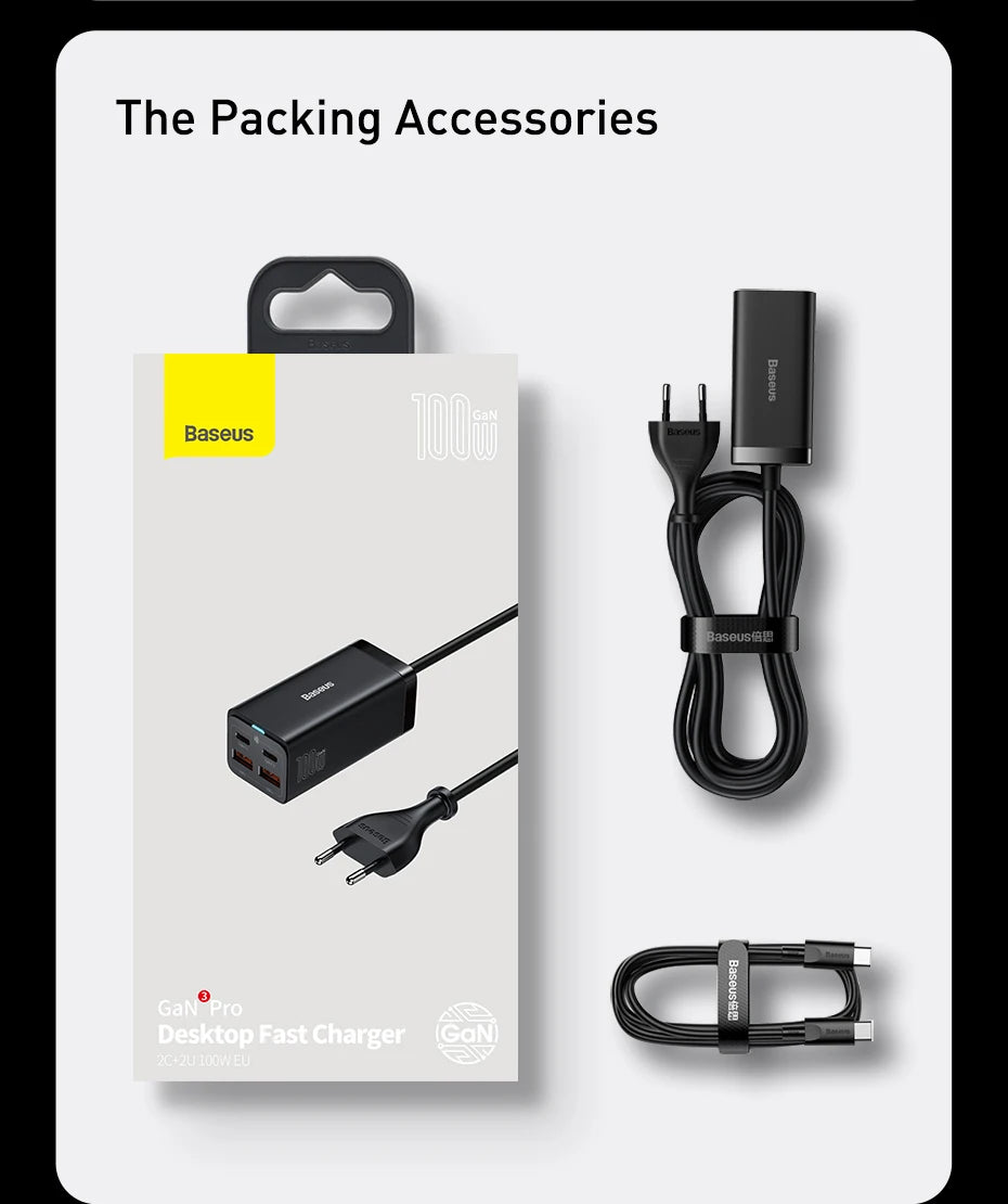4-Port GaN Desktop Fast Charger for Laptops and Phones