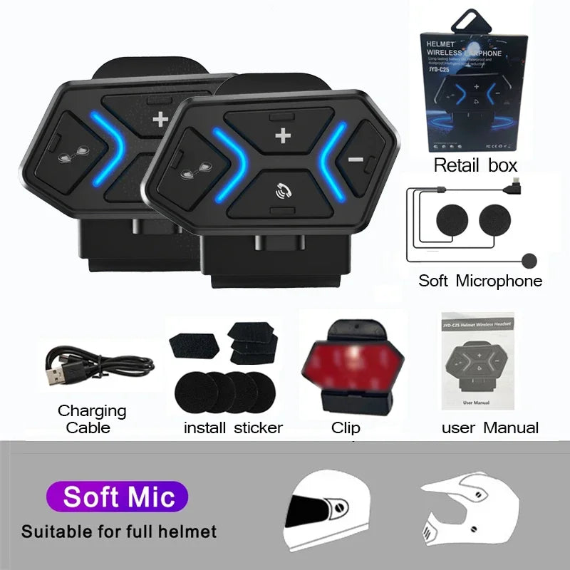 Bluetooth 5.4 Motorcycle Helmet Intercom Headset - 23
