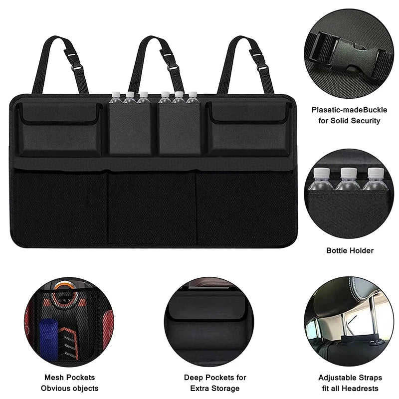 Waterproof Car Seat Back Organizer with 8 Storage Pockets