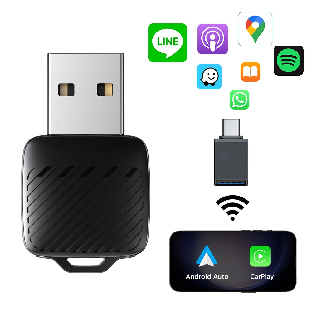 Wireless CarPlay and Android Auto USB Adapter