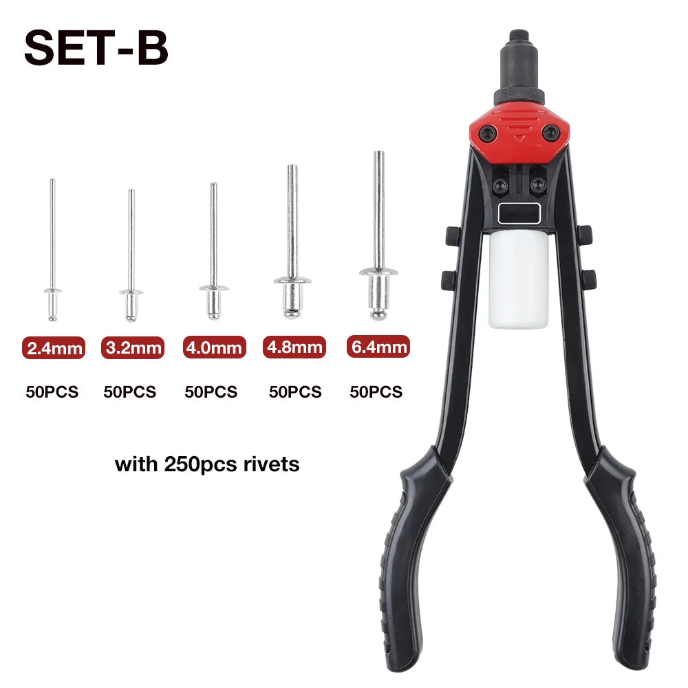 Manual Blind Rivet Gun with Interchangeable Heads