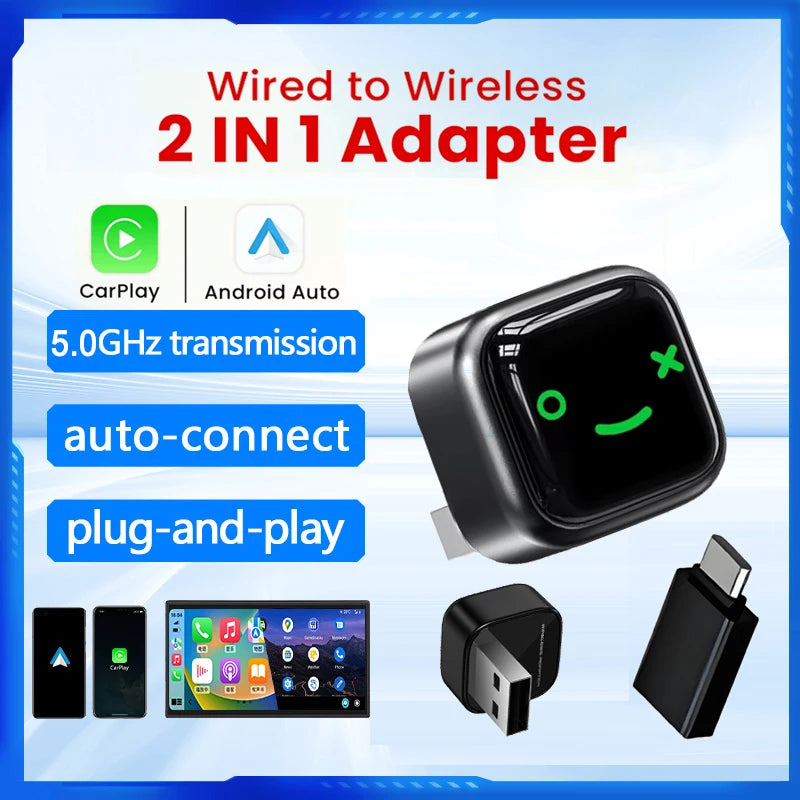 Wireless CarPlay and Android Auto 2-in-1 Adapter