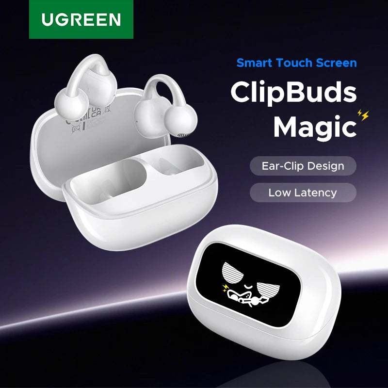 Wireless Open-Ear Bluetooth 5.4 Earbuds with Smart LCD Charging Case