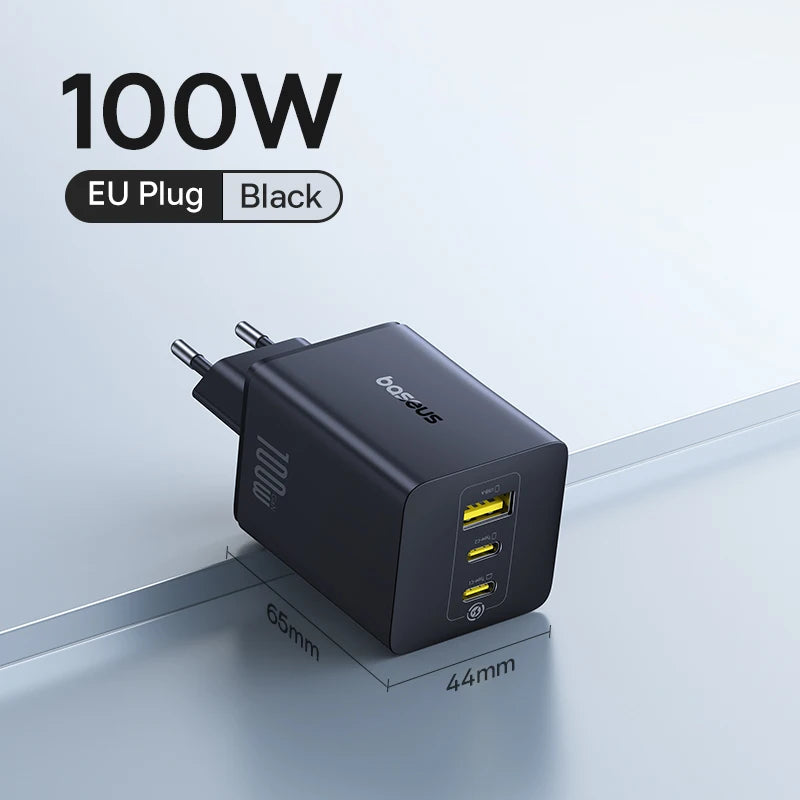 100W GaN Fast Charger with 3-Port USB-C and USB-A