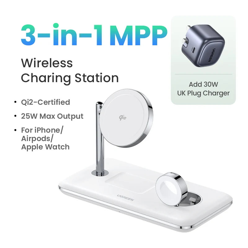 3-in-1 Magnetic Wireless Charging Station for iPhone and Apple Watch