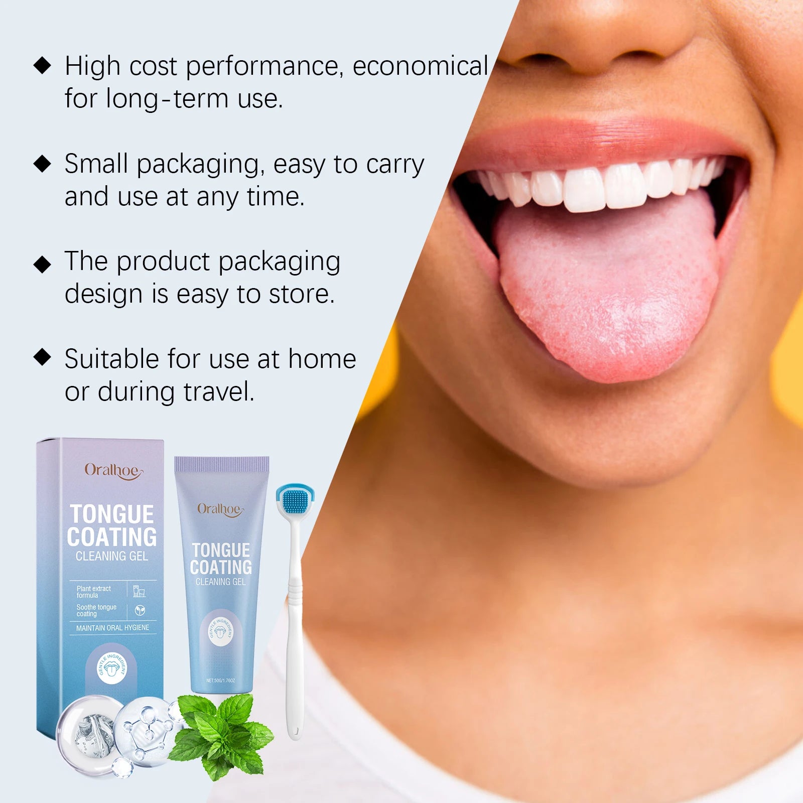 Tongue Cleaning Gel and Scraper Kit for Fresh Breath - 16