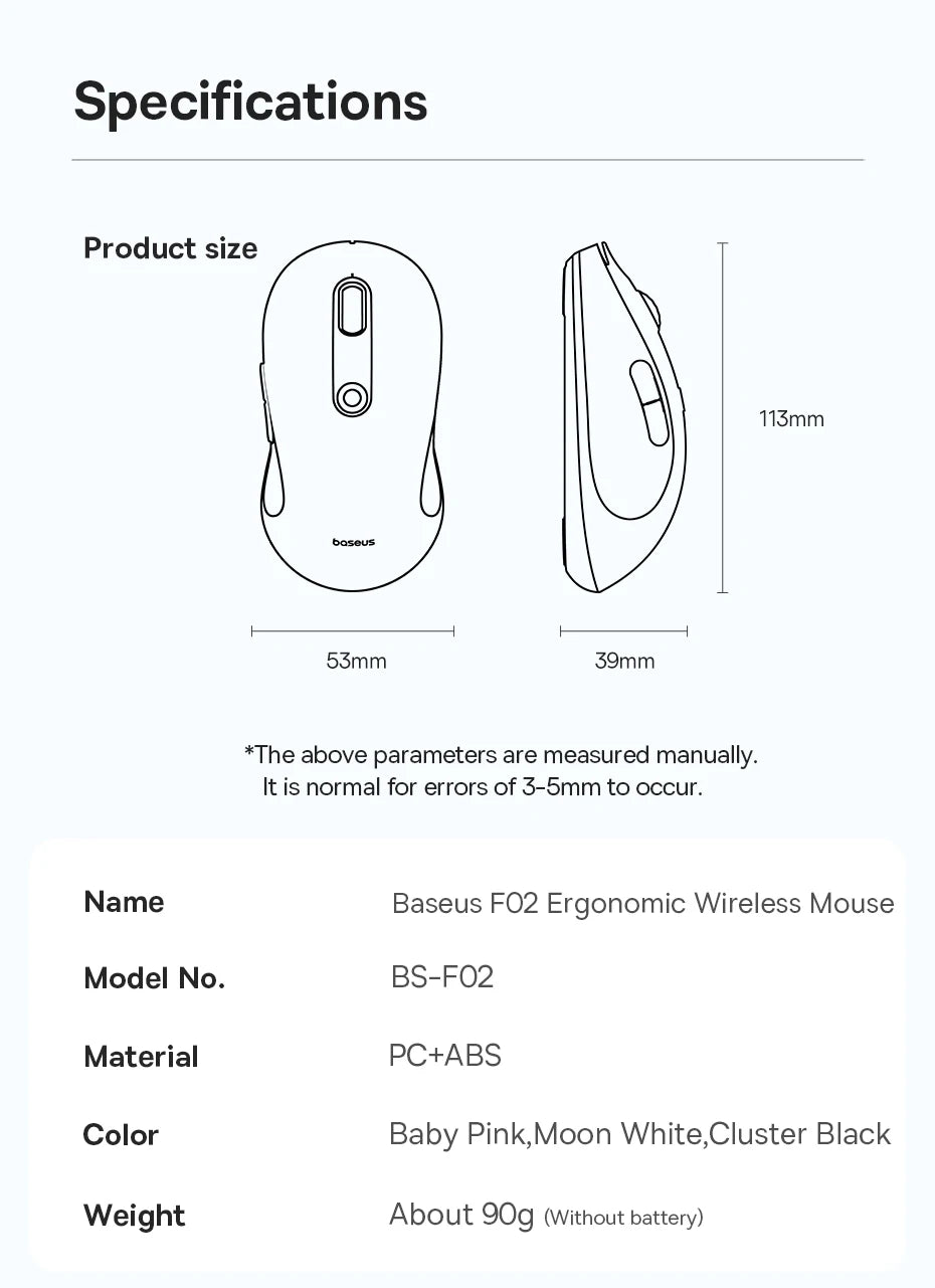 Ergonomic Bluetooth 5.2 & 2.4G Wireless Mouse with 4000DPI