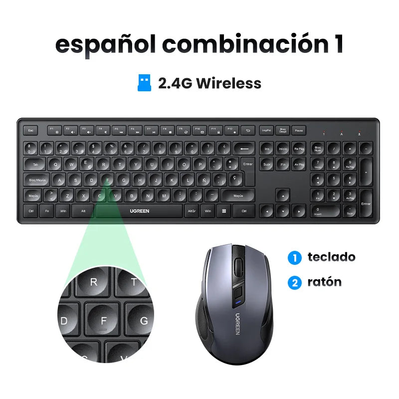 Wireless 2.4GHz Full-Size Computer Keyboard for Laptop and Desktop